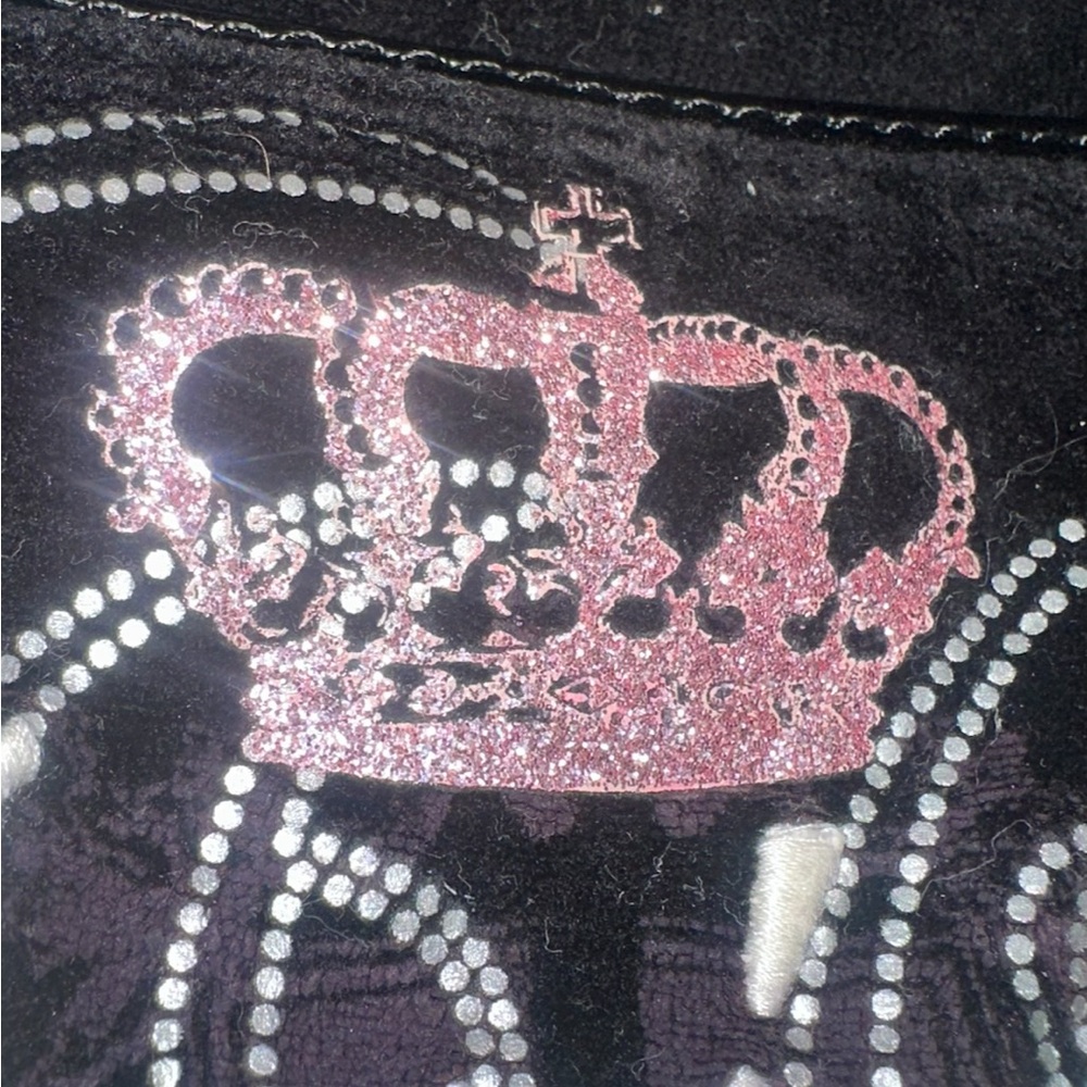 Juicy Couture Y2K Black Velour Crossbody Bag – 2011 Vintage Pink Sparkles - Picture 3 of 16